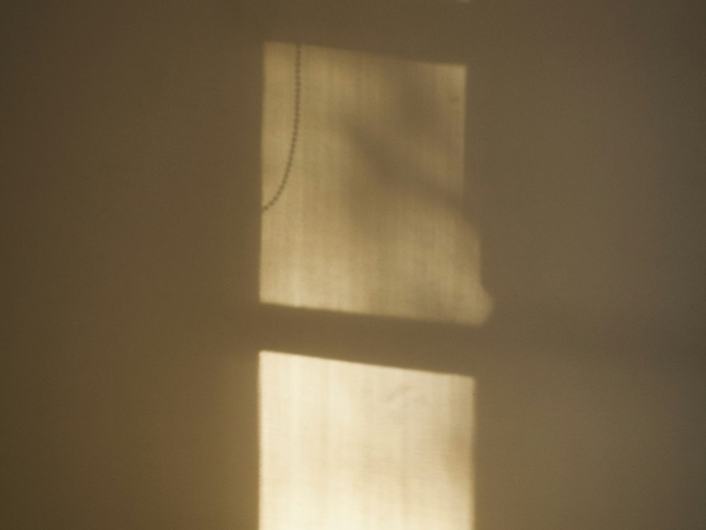 The shadow of a window frame cast on a wall.